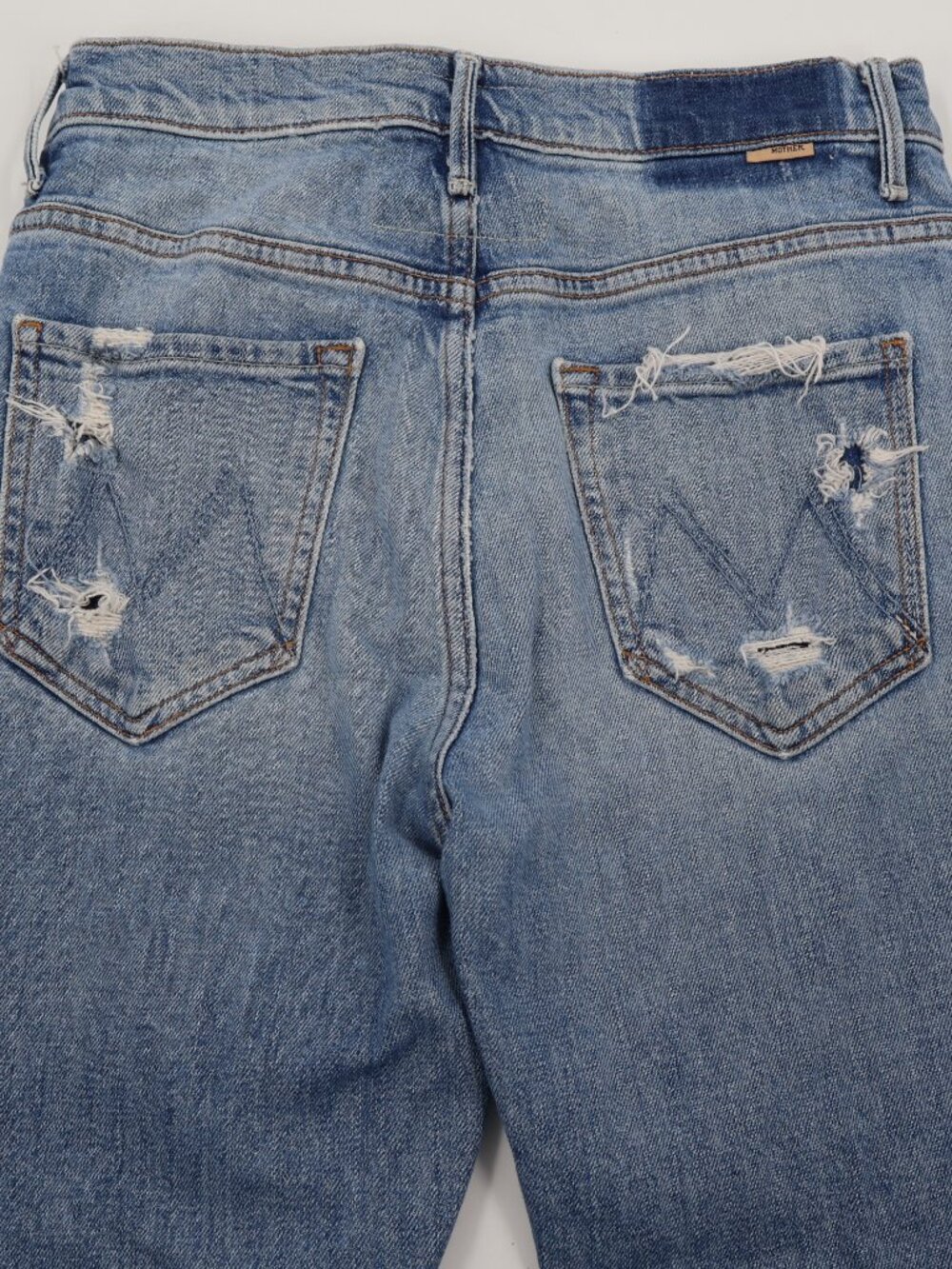 Mother The Insider Crop Step Fray Jeans Womens 27 Blue Distressed Holy Melanchol - Picture 9 of 11
